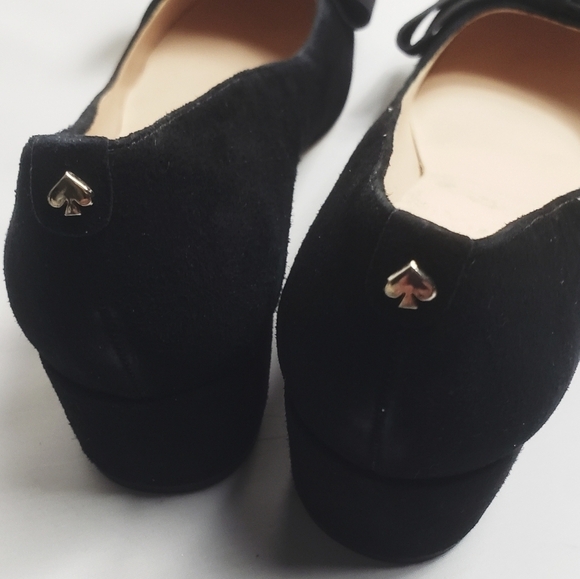 NEW! KATE SPADE Pauline Black Suede Slip On Bow Heels 7. - Picture 4 of 9